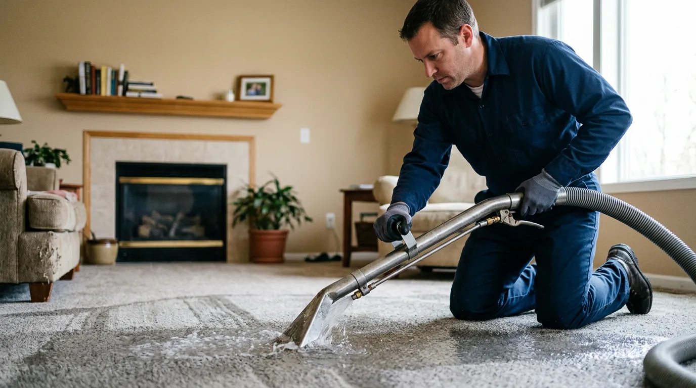 Water damage restoration technician working near Hyde Park, MA